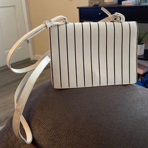 Zara white with black striped crossbody bag